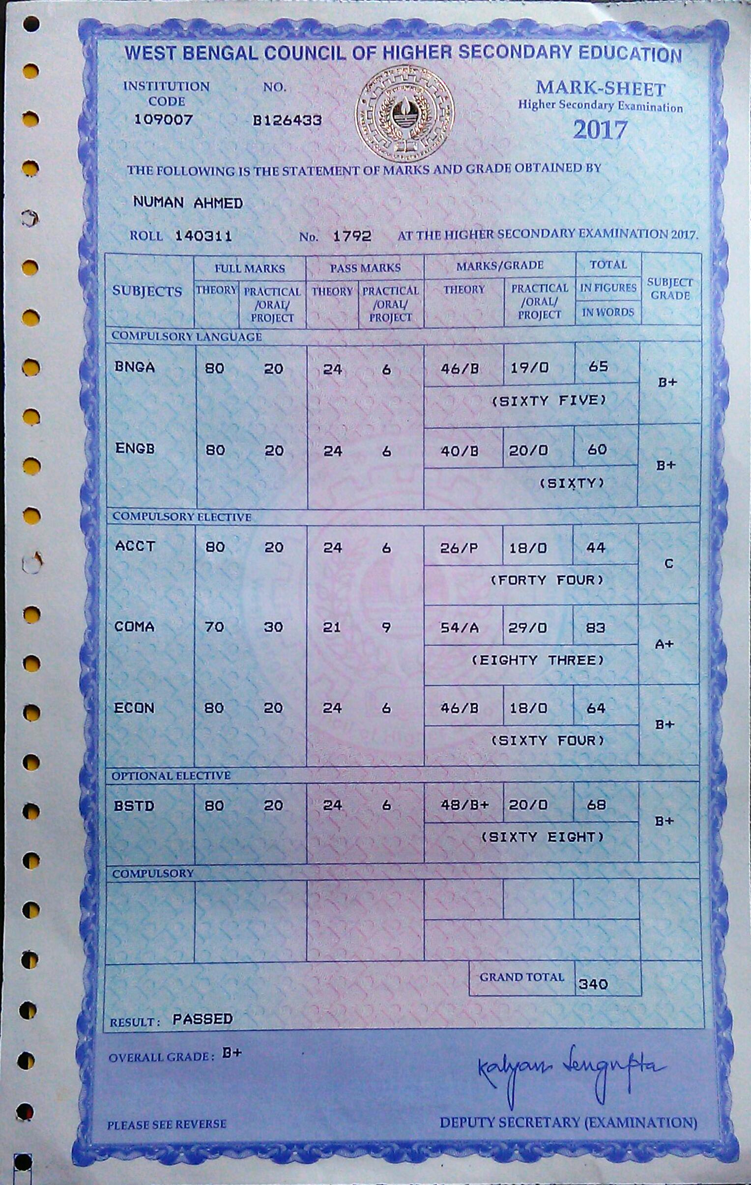 Higher Secondary Result